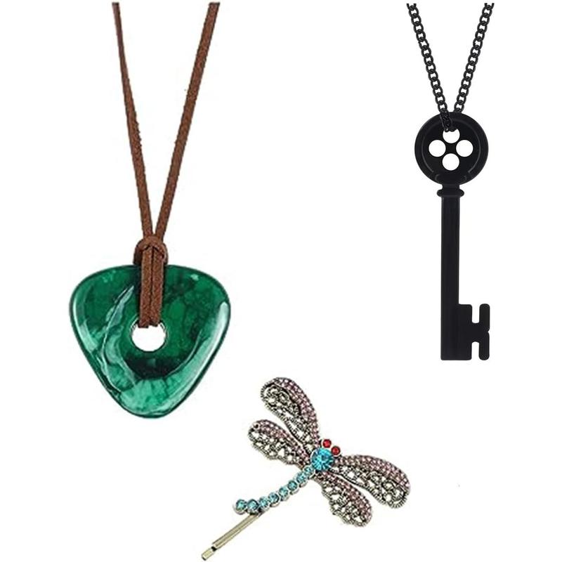 Coraline Necklace Coraline Merchandise Button Key Dragonfly Hairpin ...