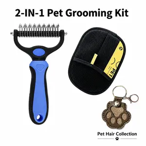 Pet Dematting Undercoat Rake for Long-Haired Pets, Double-Sided Deshedding Brush for Dogs & Cats, Pain-Free Tangle Remover, Reduces Shedding & Mats, Grooming Tool hair removal tool