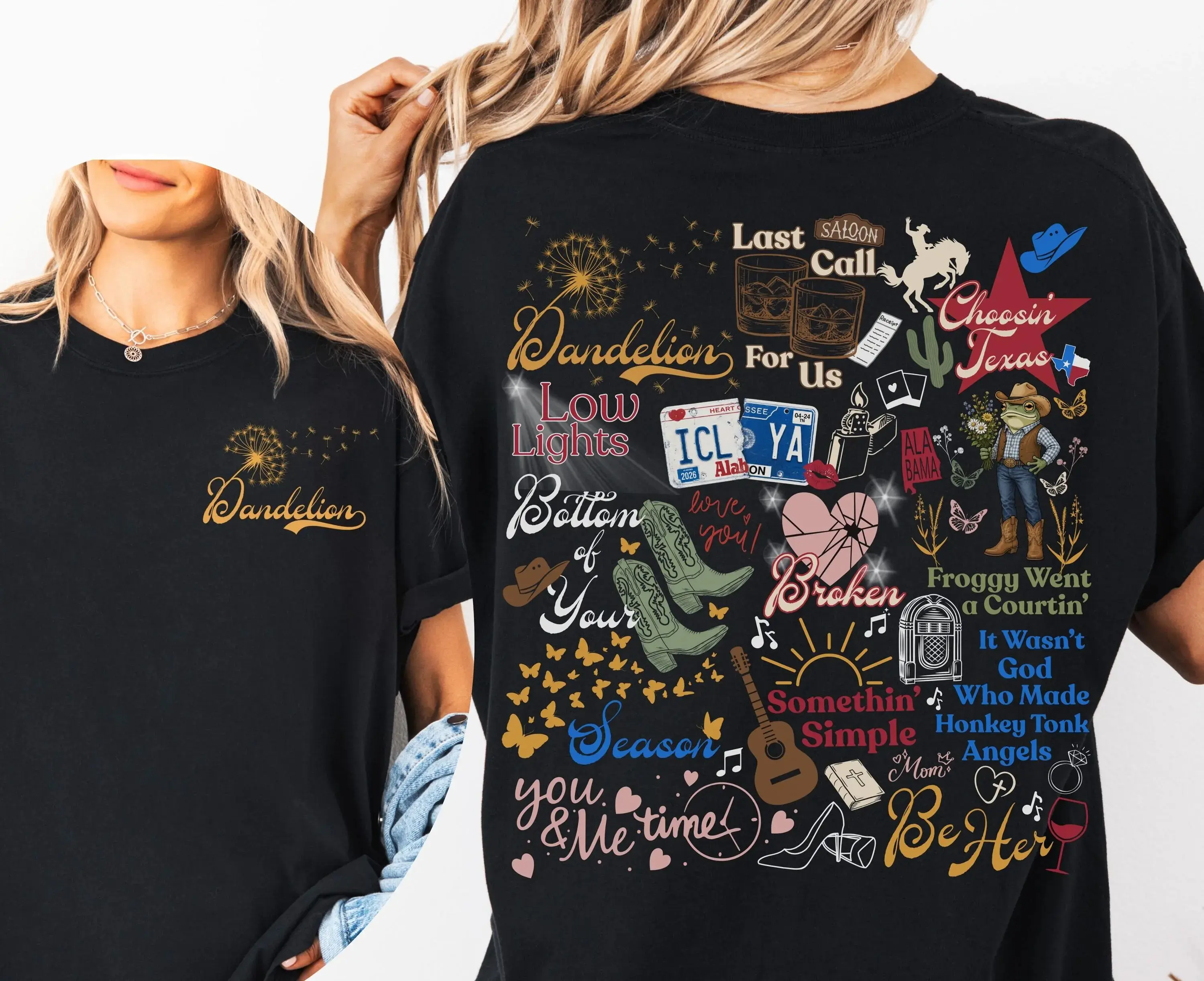 Ella Dandelion Lyric Shirt Choosin Texas Song Tee Vintage Country Concert Outfit Retro Western Tour Apparel Langley Music Fan Gift