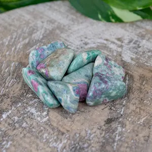 Down To Earth Ruby in Fuchsite Tumbled Stones .75"-1.25" Polished for Heart Root Chakras Energies Healing Communication Earth Element