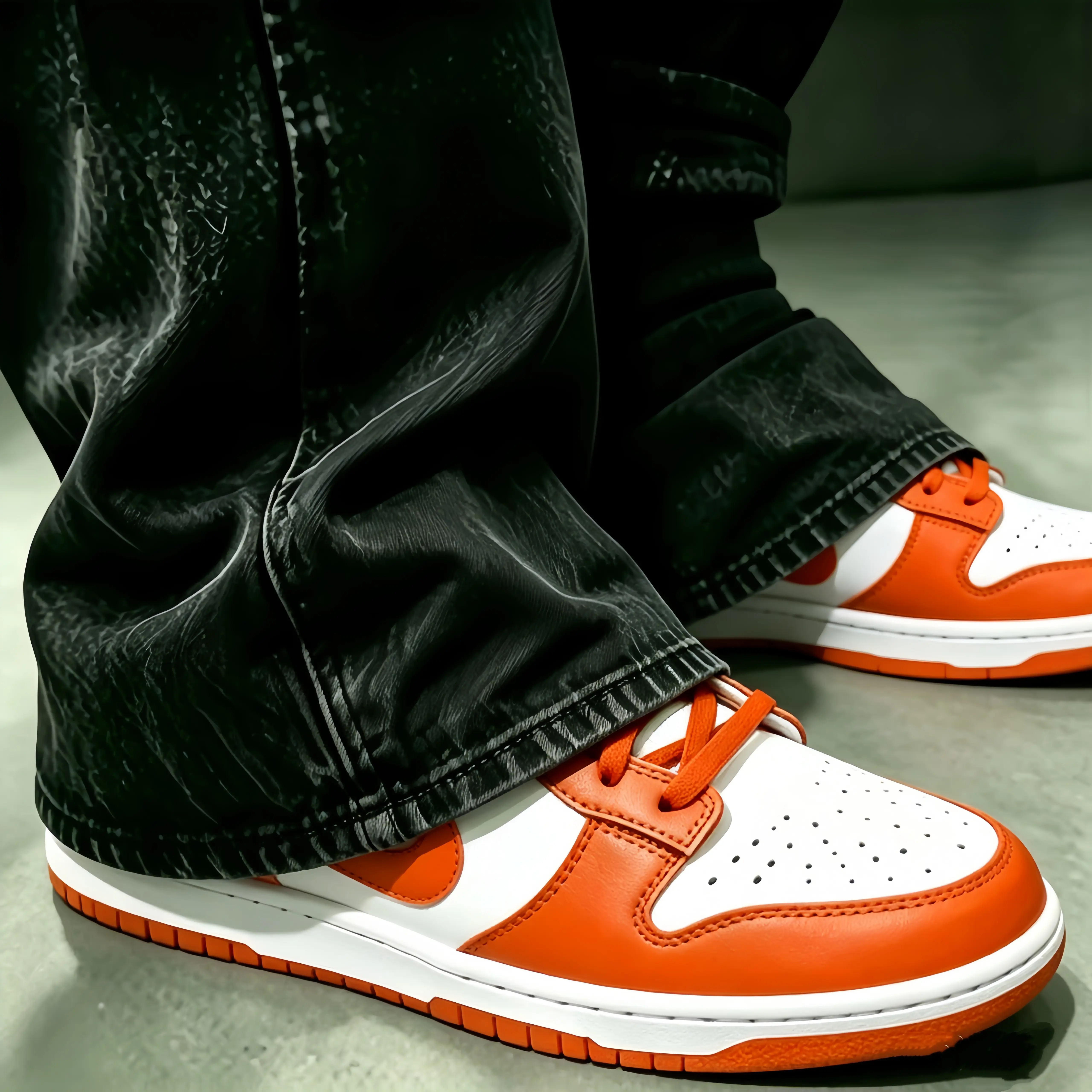 (With Logo)New Popular Sneakers Fashion Sports Breathable Comfortable Basketball Dunk Shoes Orange