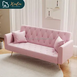 Folding Leather Futon Bed Living Room Couch Chair for Dining Bedroom Velvet Feature