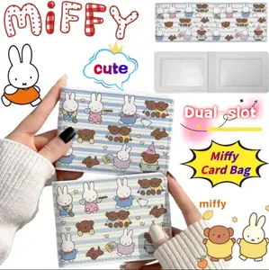 Kawaii Miffys Rabbit Soft Card Holder | Set Cartoon Flower Creative Portable Multi-functional Two-in-One ID Driver's License Storage Set