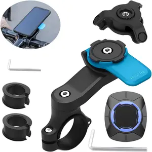 Motorcycle Phone Mount, Anti-shake Fork Stem Bike Cell Phone Holder with Vibration Dampener, 360° Rotation Bicycle Handlebar Mobile Phone Clamp, Stand, Smartphone Holder