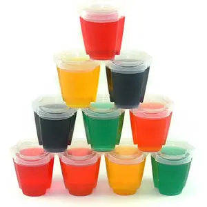 50 Jello Shot Cups With Lids 2 oz Max Capacity New Improved 2019 Design Stackable Easy To Squeeze Fun For All Occasions
