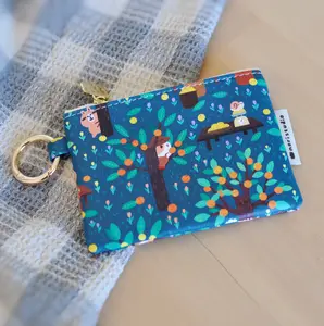 Noristuido Vegan Leather Capybara and Guinea pig Pattern Zipper Coin Purse featuring the Bubu and Moonch Orange Harvest Pattern