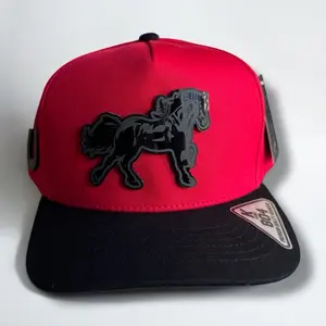 Black Plate Snapback Cap - The Horse Hat Design with Black Plate and Adjustable Closure