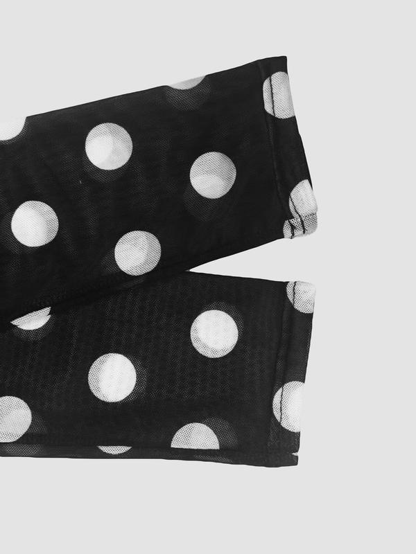 Women's Casual Polka Dot Print off Shoulder Short Top, Fitted Style, Moderate Fabric Thickness, All Seasons Wear