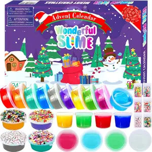 Christmas gift for kids Fidget Advent Calendar 2024 Crystal Slime Christmas Countdown Calendar Toys Holiday Set 24 Days Xmas Surprise Gift Toys for Kids Girls Boys Ages 3 4 5 6 7 8 9+, Blue