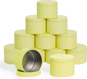 Candle Tins with , 3 Wicks Candle Containers 12 Pack 14oz/420ml Seamless Bulk Candle Containers for Candle Making Supplies Wholesale Empty Candle Jars -