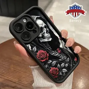 Phone Case for iPhone 15 16 14 Pro Max 13 12 11 XR XS Plus E  Grim Reaper Pattern Anti-Scratch Shockproof TPU Bumper Drop-proof Cover Cellphone Protective Casing