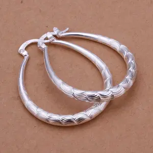 Hoop Pierced Earrings L4 made of 925 Sterling Silver