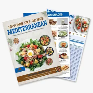 3 Count Mediterranean Diet Food List -Mediterranean Ingredient Meal Plan Sticque, Foods To Limit, Lunch, Break fast Recipes for Easy Chart Brochure Cookbook Healthy Living