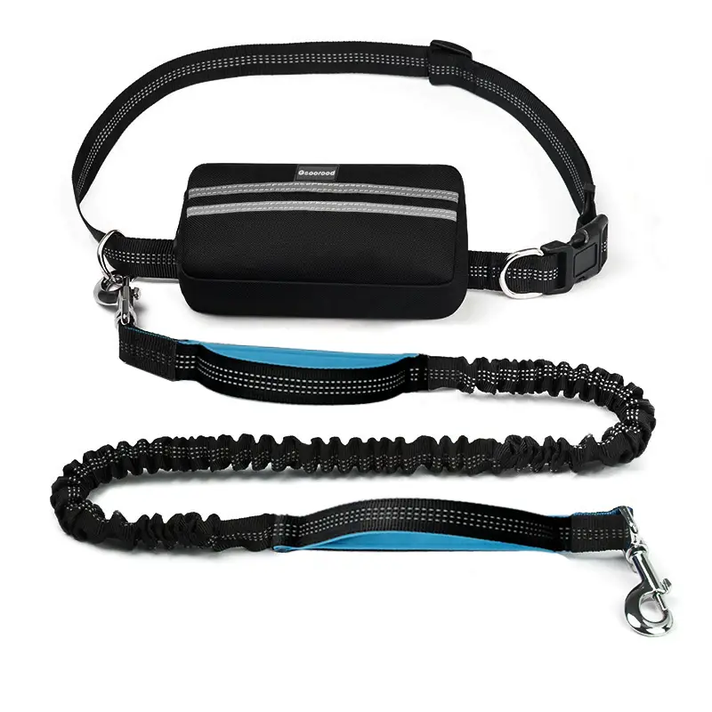 Geoorood Hands Free Dog Leash with Zipper Pouch, Dual Padded Handles, Bungee, High Tensile Force for Medium Dogs, 2 Handles & Security Clips Pet Gear