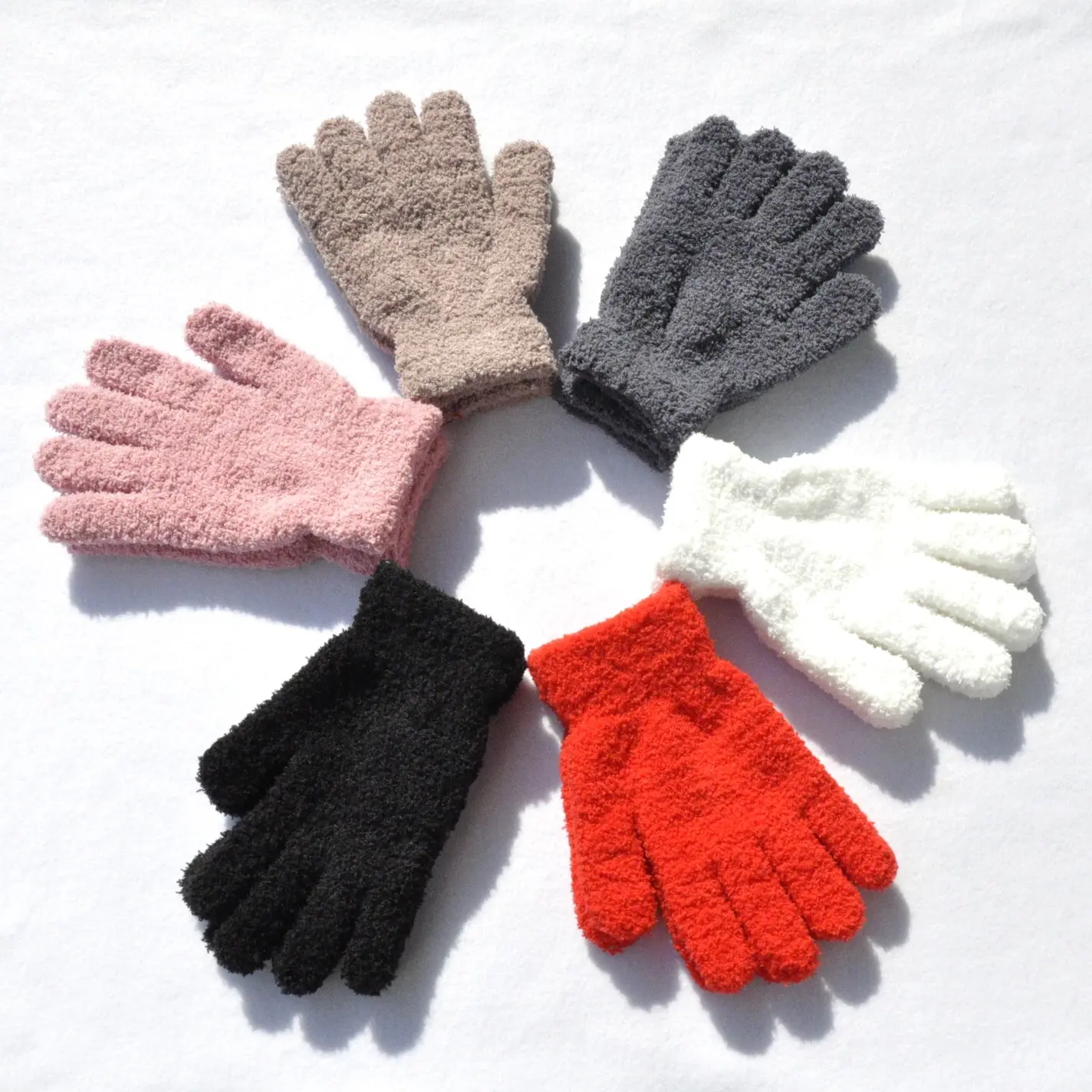 Unisex Solid Color Winter Knit Gloves, Thick Plush with Warm Fleece Lining, Plain Thermal Handwear for Students, Gloves for Cold Weather, Fashion Accessory