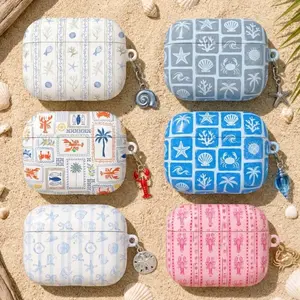 Coastal AirPods Case Cover, Nautical Shells, Lobster, & Sea Life Design, Summer Beach Aesthetic, Gift for Her, Compatible with Pro 2, 3, 1