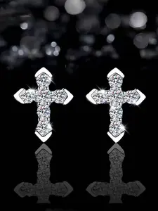 The unique rhinestone cross earrings specially designed for women, light luxury and elegant, Casual Trendy Jewelry, suitable for daily party wear, the perfect choice for gift giving
