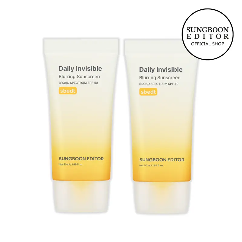 [Sungboon] Daily Invisible Blurring Sunscreen SPF40 2-Pack | Lightweight, Matte, Pore-Blurring Gel with Soft, Non-White Cast Finish | Korean UV Protection