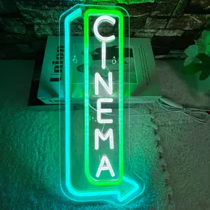 1pc Cinema Neon Sign Arrow Neon Light for Wall Decor, Movie Theater Led Neon Signs, Movie Led Neon Lights for Home Theater Film Room Commercial Theater Store Decoration