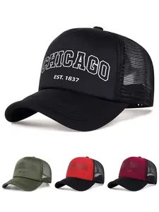 2026 New Simple Fashion Breathable Mesh Hat CHICAGO1837 Printed Baseball Hat Street Personalized Creative Hip Hop Hat Outdoor Leisure Sports Sunshade Hat Daily Commuting Decorative Hat Male Female Same Style Skateboarding Hat