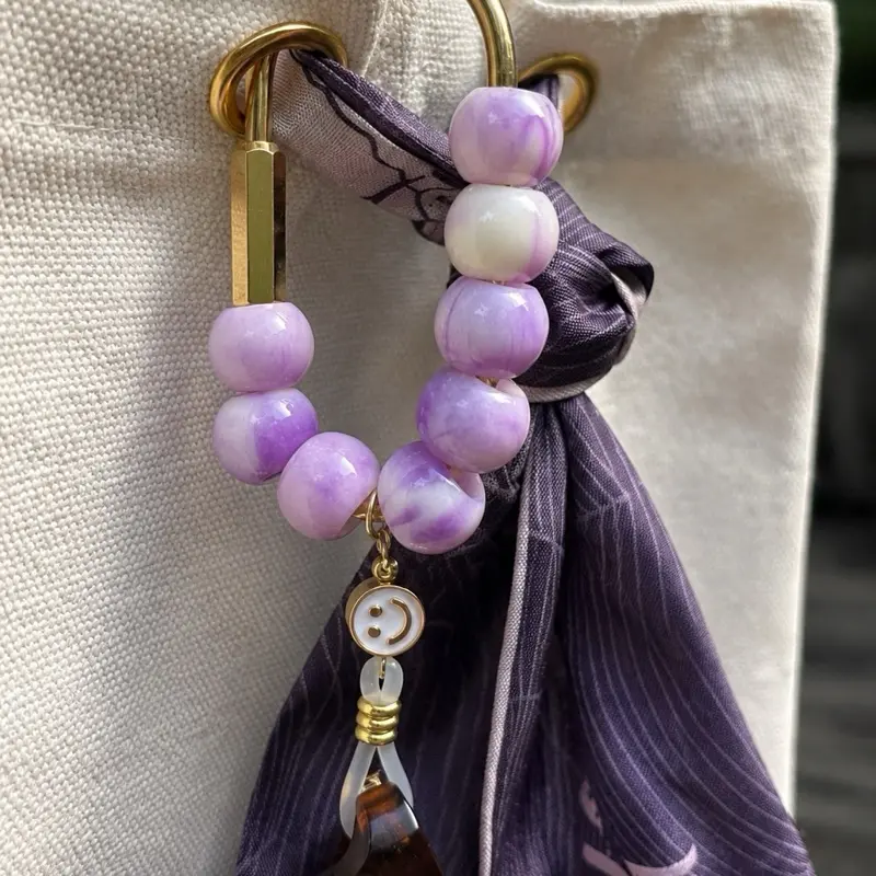 Lavendar Smiley Bag Charm & Sunglass Holder