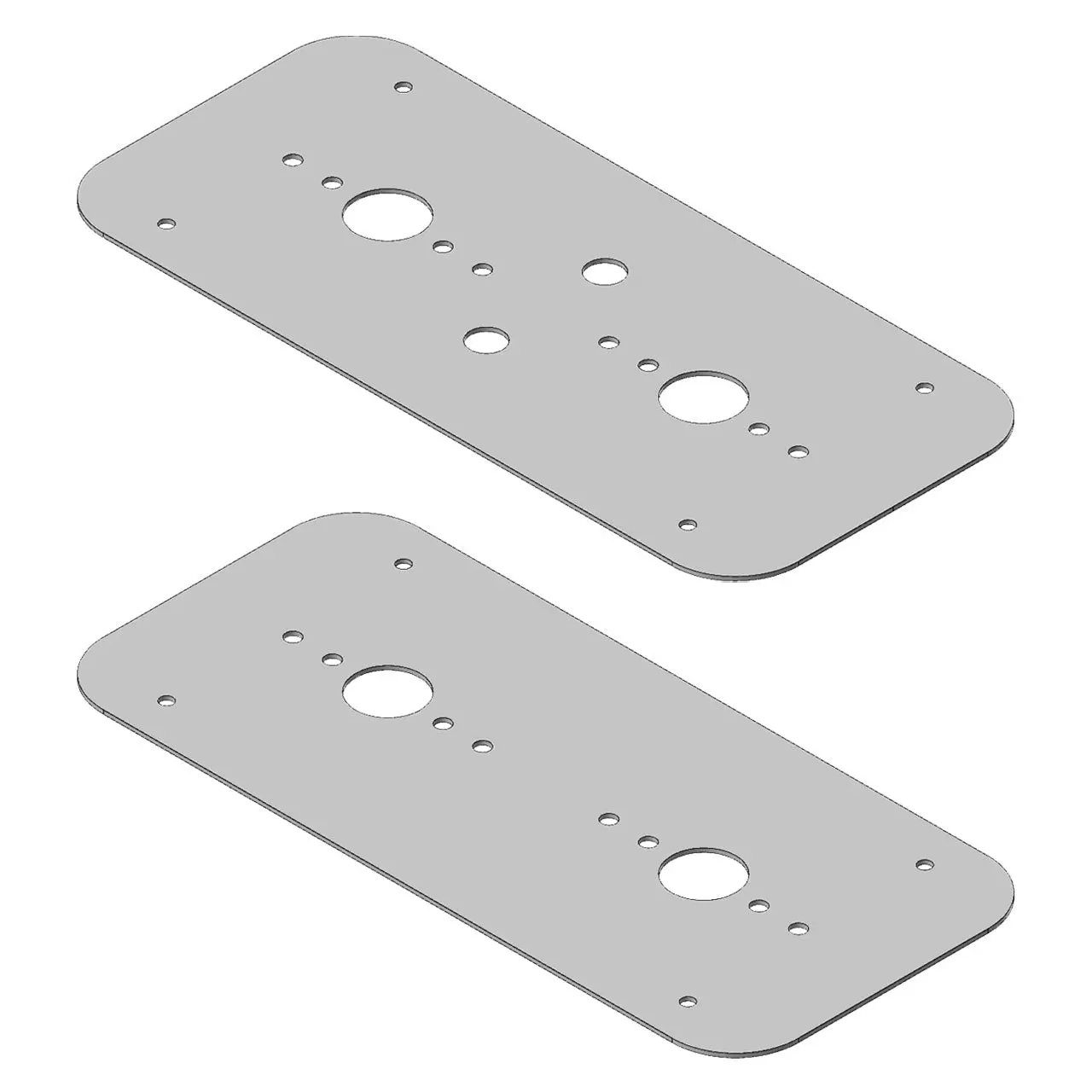 Stainless Steel Dome Light Plate with Radiused Corners and 2 Watermelon Light Holes for Peterbilt and Kenworth