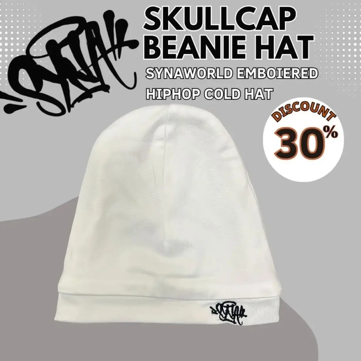 SynaWorld Knitted Skull Hat Men's Casual Beanie Hat with Embroidery Print, Syna Beanie Hat Men Women Paragraph Quality hat Y2k