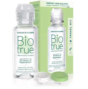 Biotrue Contact Solution, Multi-Purpose Solution with Lens Case, Cleans, Conditions, Hydrates, Disinfects, Removes Protein, Dirt & Debris, Contact Lens Cleaner & Storage, 2 Fl Oz (Pack of 1)