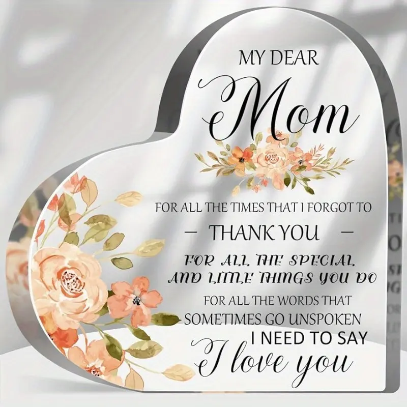 Mother Thank You Gift from Daughter My Dear Mom Sign for Women heart-shapedA Keepsake with Aprreciation  for Mother Mommy