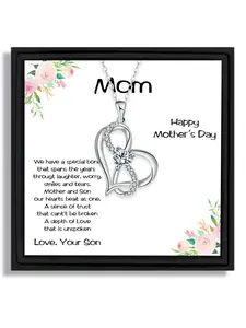 1 piece Infinity Heart Bohemian Copper Pendant Necklace with Synthetic Zircon Gift Box for Mother's Day suitable for mom with blessing card and box Thoughtful Gift