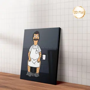 1pc Bob's Burgers Belcher Bathroom Scene Framed Canvas Print - Funny TV Show Wall Art Decor with Bob's Burgers Characters, Ready-to-Hang for Living Room, Bathroom Abstract Face Design Artwork