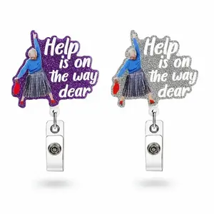 Cute Badge Reels Bundle, 2pcs Retractable ID Badge Reels with Clip, ABS and Acryl Material, for Nurses, Doctors, Students, Workers, Volunteers