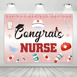 Nurse Graduation Background, 1 Count Nurse Graduation Party Decoration, Congrats Nurse Banner, Graduation Party Decoration Supplies, Ornaments