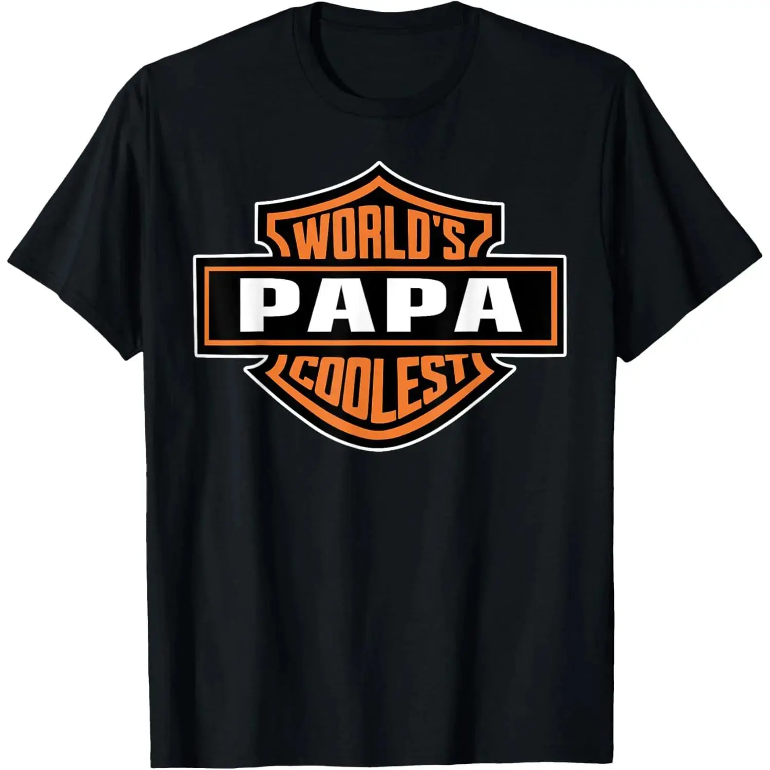 Mens World's Coolest PAPA Best Dad In The World Father's Day T-Shirt Round Neck Tee for Daily Wear  100% Cotton Casual Short Sleeve