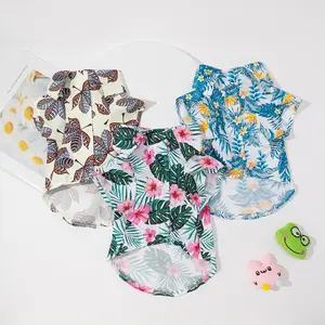 Dog Hawaiian Button-Up Shirt - Relaxed Fit, Hawaiian Print, Breathable Poly Fabric, Keeps Cool, Beach Summer Pet Clothes for Small, Medium Dogs