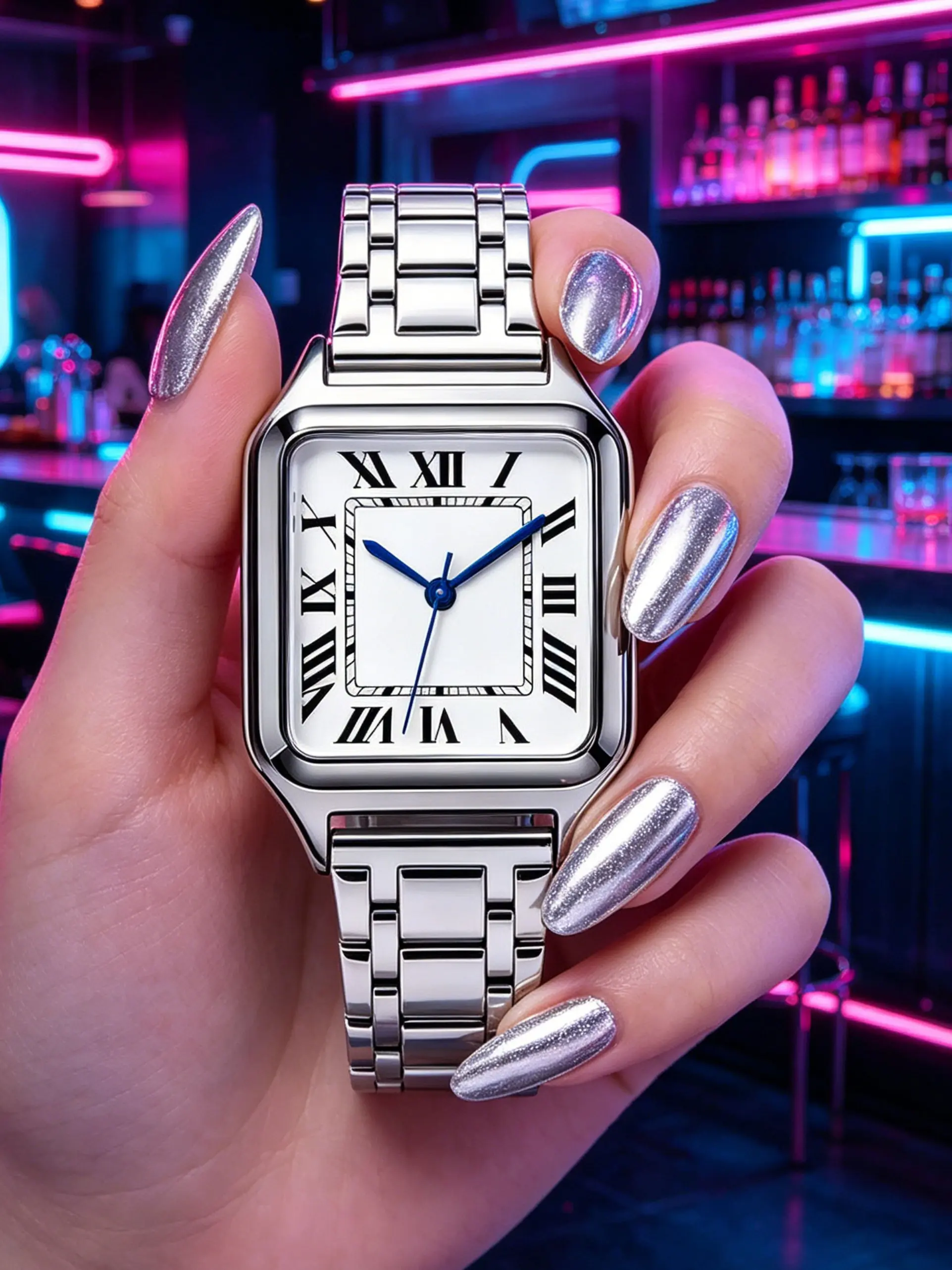 Women's Square Casual Stainless Steel Strap Watch, Silver Color Dial, New Fashion Watch, Elegant Design, Suitable for All Occasions