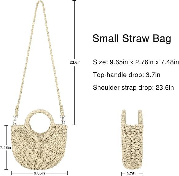 Summer Beach bag Women's Straw Crossbody Bag Mini Travel Shoulder Bag Handmade Straw Tote Bag Womens Handbag