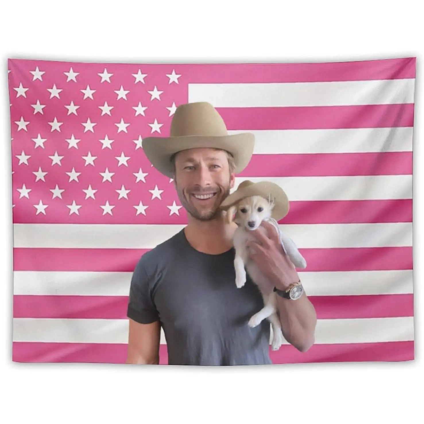 HD Quality Cute Durable Glen Powell Flag Print Poster Tapestry, 30x40in Home Decor Wall Hanging, Indoor Room Decor for Living Room & Bedroom