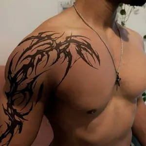 1pcs Dark Thorn Herbal Juice Tattoo Sticker Sexy Spicy Girl Half Shoulder Sticker Tattoos Temporary Tattoo Waterproof Durable Fake Tattoo for Men and Women Party Gift Y2K Aesthetic Tattoo Merch