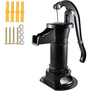 Antique Cast Iron Pitcher Pump: Manual Hand Shake Suction Well Pump for Transfer, 25ft Lift, Easy Installation, Suitable for Gardens, Ponds, and Backyards. (Black)