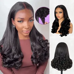 Baba Curl 13x4 Lace Front Human Hair Wig Pre Plucked Raw Vietnamese Hair 250 Density Super Double Drawn 100% Human Hair Wigs Nature Black