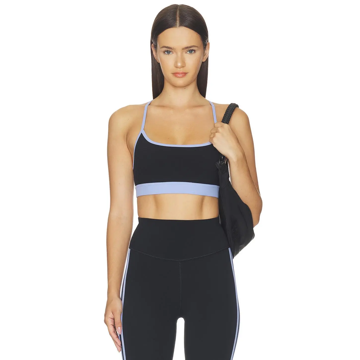 Splits59 Emerson Airweight Sports Bra in Black & Purple Haze