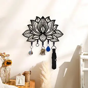 Boho Flower Design Wall Hook, 1 Count Metal Multifunctional Key Hanging Hook, Creative Home Organizer for Indoor Home Wall Decoration, Wall Mounted Organizer