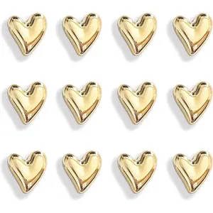 12PCS 0.83in Small Cute Love Heart Gold Refrigerator Magnets Decorative Magnet Set for Fridge Home Kitchen Office Whiteboard Decor