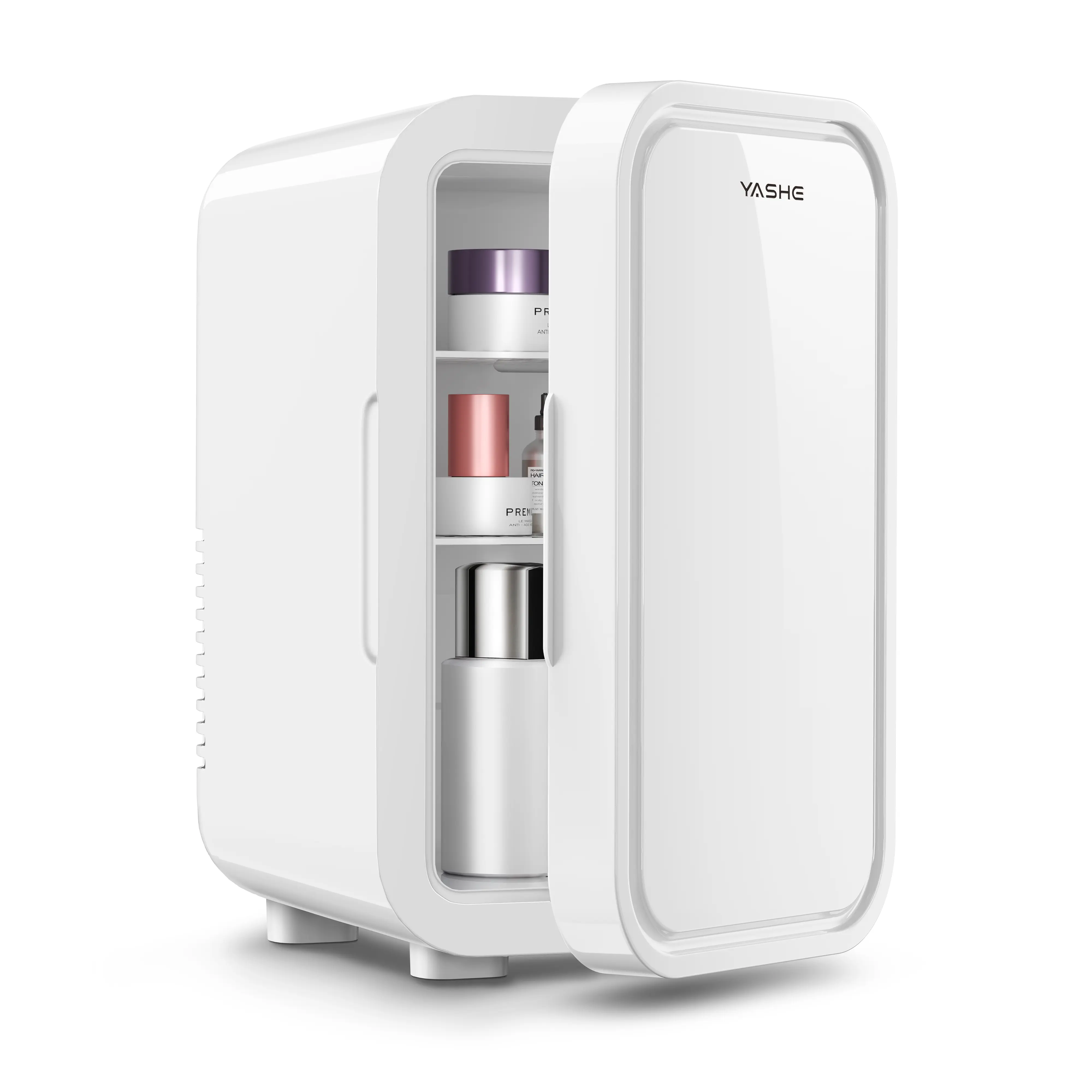 Mini Fridge, 6 Liter/8 Can 110V AC/DC Portable Thermoelectric Cooler for Bedroom, Personal Skin Care Fridge for Cosmetics, Drink, Milk, Office, Dorm Room and Car, Compact