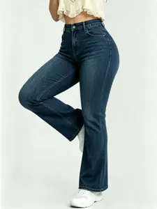 [Plus Size] WH53 High Waisted High Stretch Denim Jeans for Women Flare Leg Bootcut Denim with Pockets Trendy & Flattering