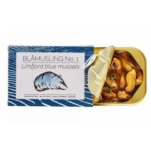 Fangst Blåmuslinger No. 1 Limfjord Blue Mussels Marinated w/ Dill and Fennel Seeds in Cold Press, 110g