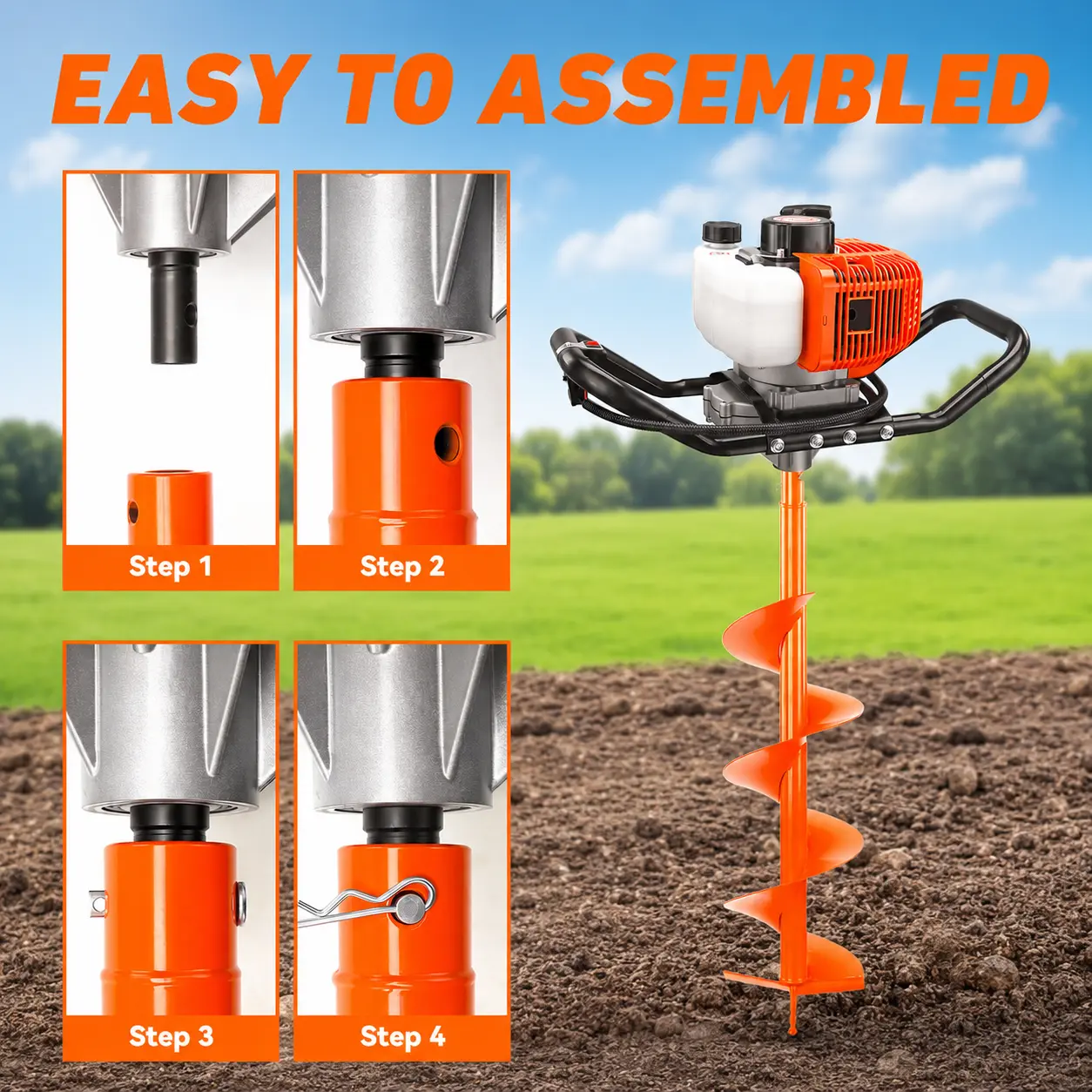 NEOTEC 72CC 2-Stroke Gas Powered Earth Auger Post Fence Hole