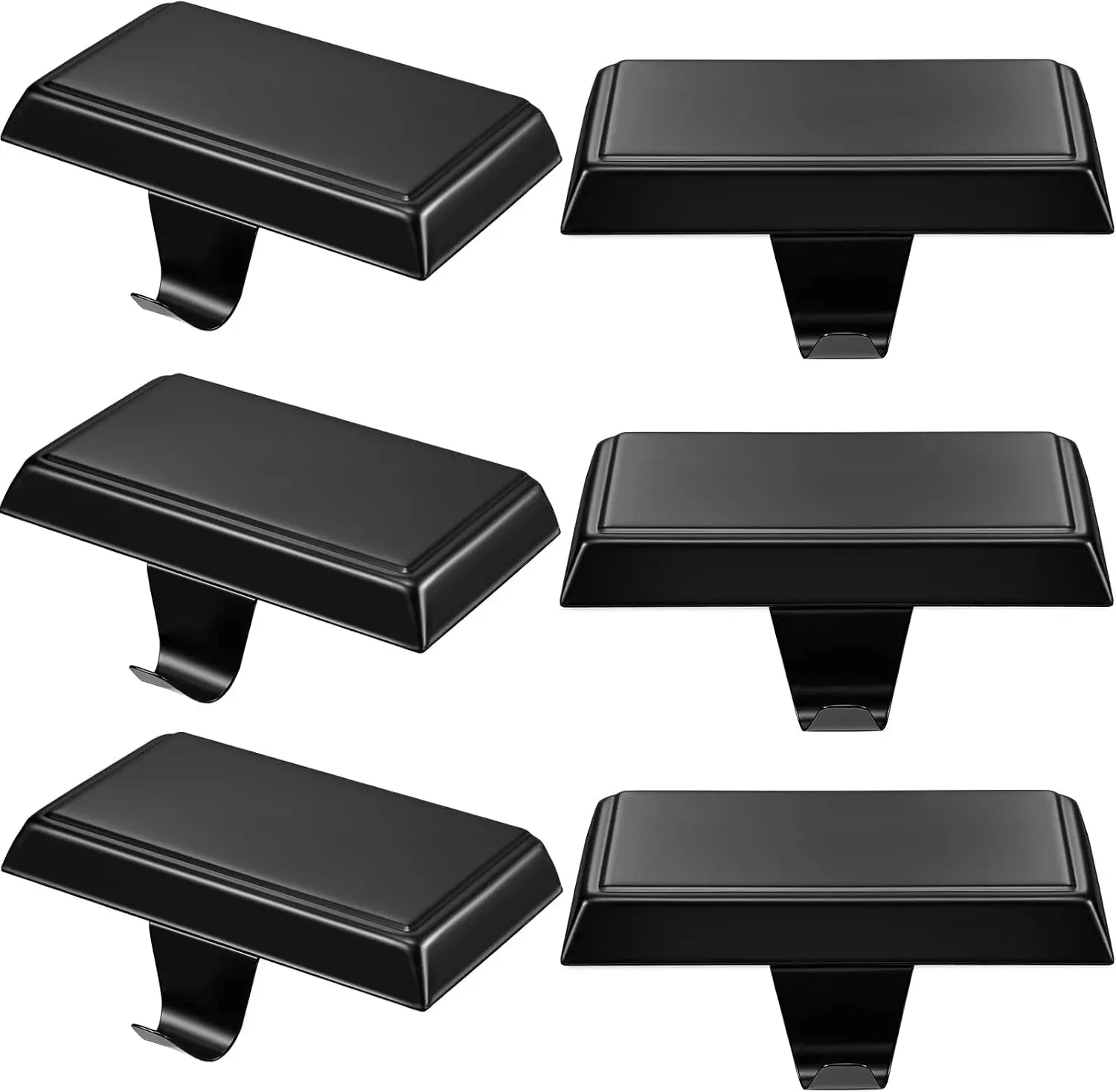 6 Pcs Christmas Stocking Holders for Mantel Metal Hanging Hooks Stocking Hangers for Fireplace Xmas Party Decoration(Black)