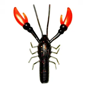 3 Inch Crawfish Soft Plastic Fishing Lure Bait: Color Midnight Pepper With Inferno Claw